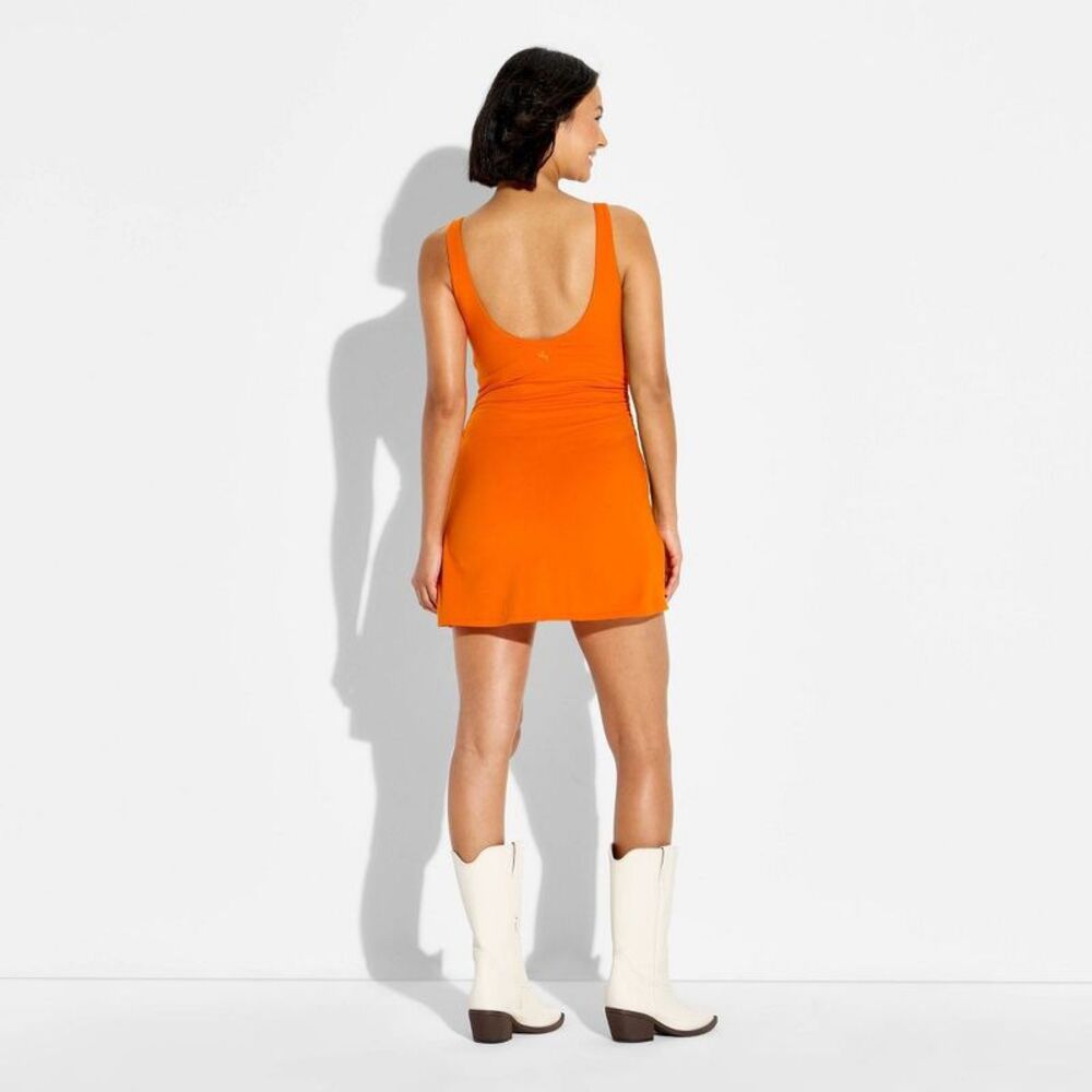 Women's Washed Jersey Dress - JoyLab Orange M - Picture 3 of 4